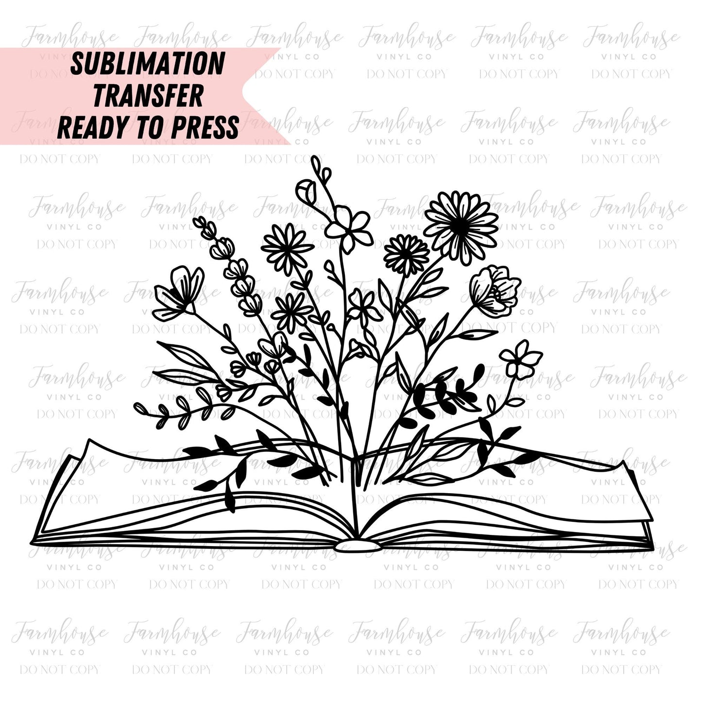 Floral Open Book Spring Flowers, Ready To Press, Sublimation Transfers, Sublimation Prints, Transfer Ready To Press - Farmhouse Vinyl Co