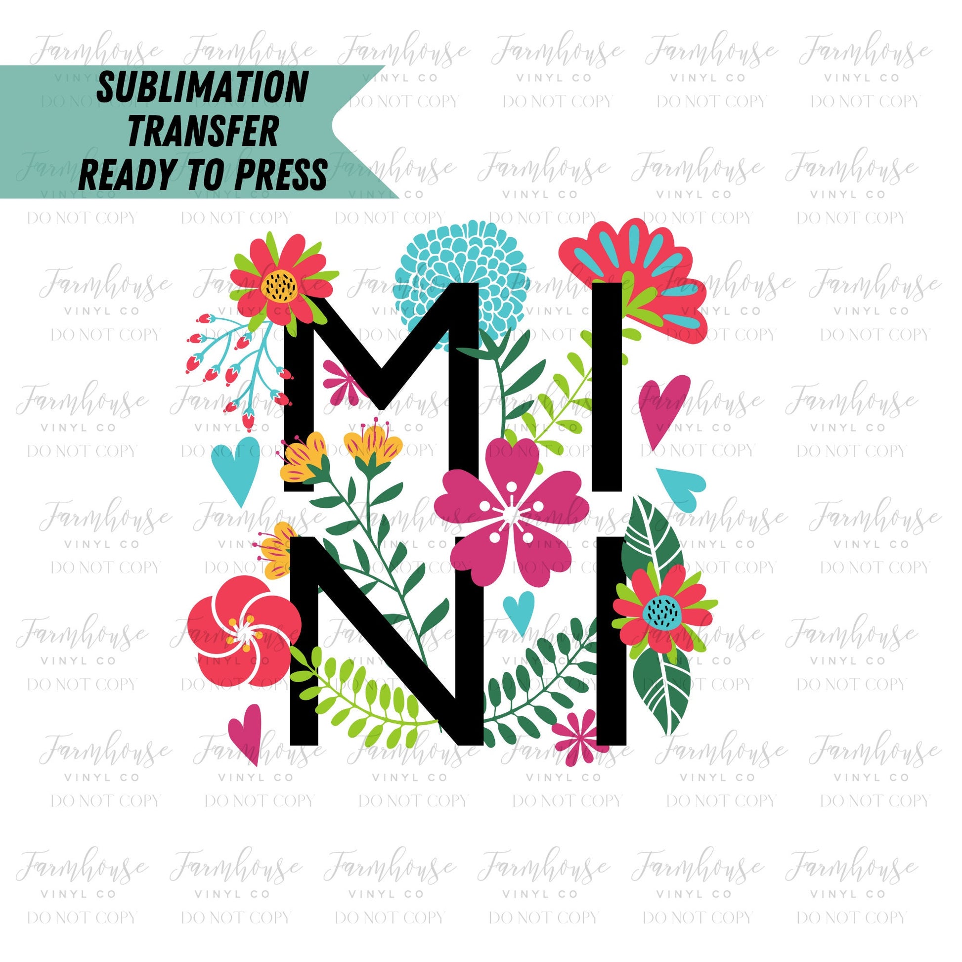 Mama Mini Square Flowers Ready to Press Sublimation Transfer - Farmhouse Vinyl Co