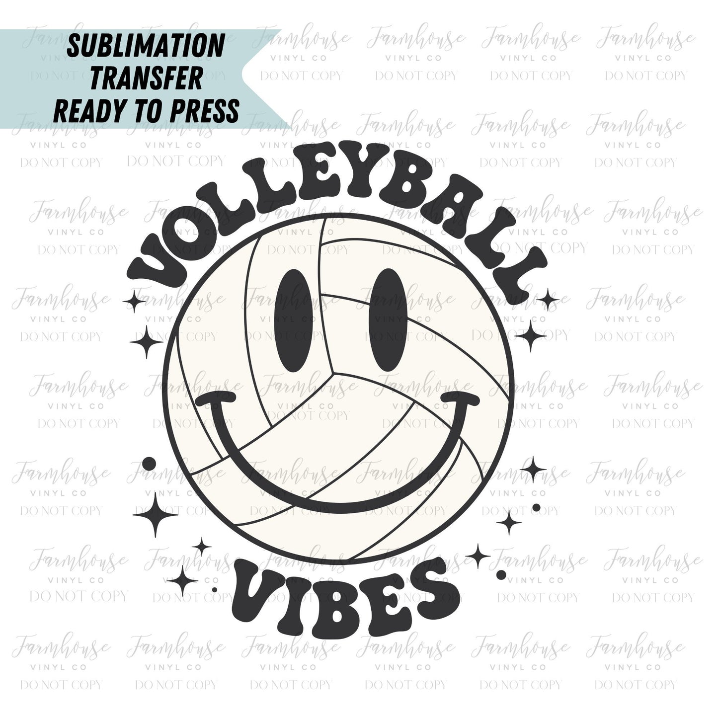Volleyball Vibes Retro Smiley Face Ready to Press Sublimation Transfer - Farmhouse Vinyl Co