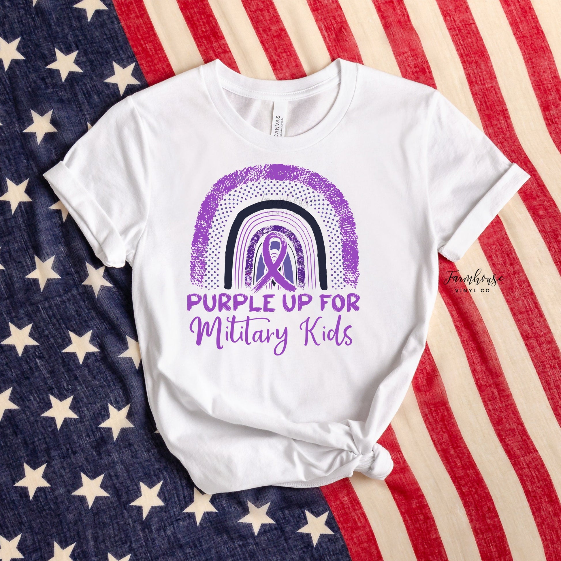 Purple Up Military Kids Rainbow / Month of the Military Child Shirt / Military Families / Military Deployment / Veteran Owned / Military Tee - Farmhouse Vinyl Co