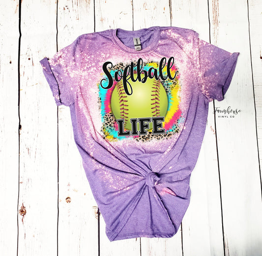 Softball Life Bleached Shirt / Trendy tee shirt / Ballpark Shirt / Softball Mama Shirt / Cute Softball Shirt / Softball Fan Tee - Farmhouse Vinyl Co