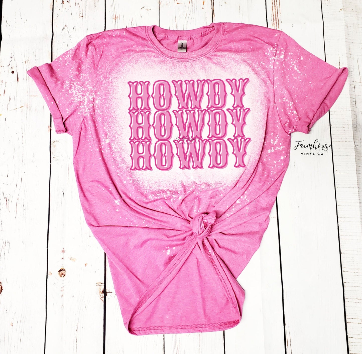 Howdy Stacked Pink Bleached Shirt / Trendy tee shirt / Southern Country Shirt / Bachelorette Party / Bridal Party Shirts / Nashville Dallas - Farmhouse Vinyl Co