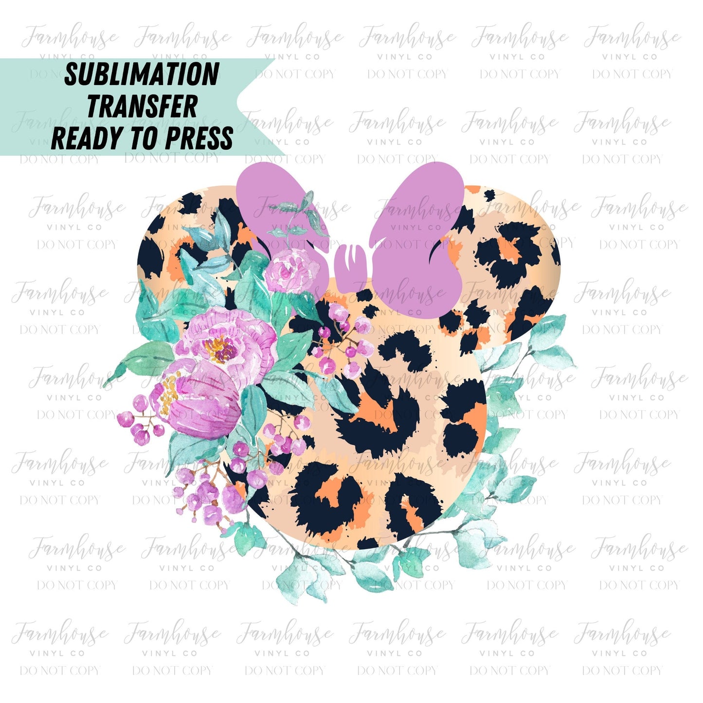 Leopard Ears Floral Ready To Press, Sublimation Transfers, Magical Vacation Design, Sublimation, Transfer Ready To Press, Heat Transfer - Farmhouse Vinyl Co