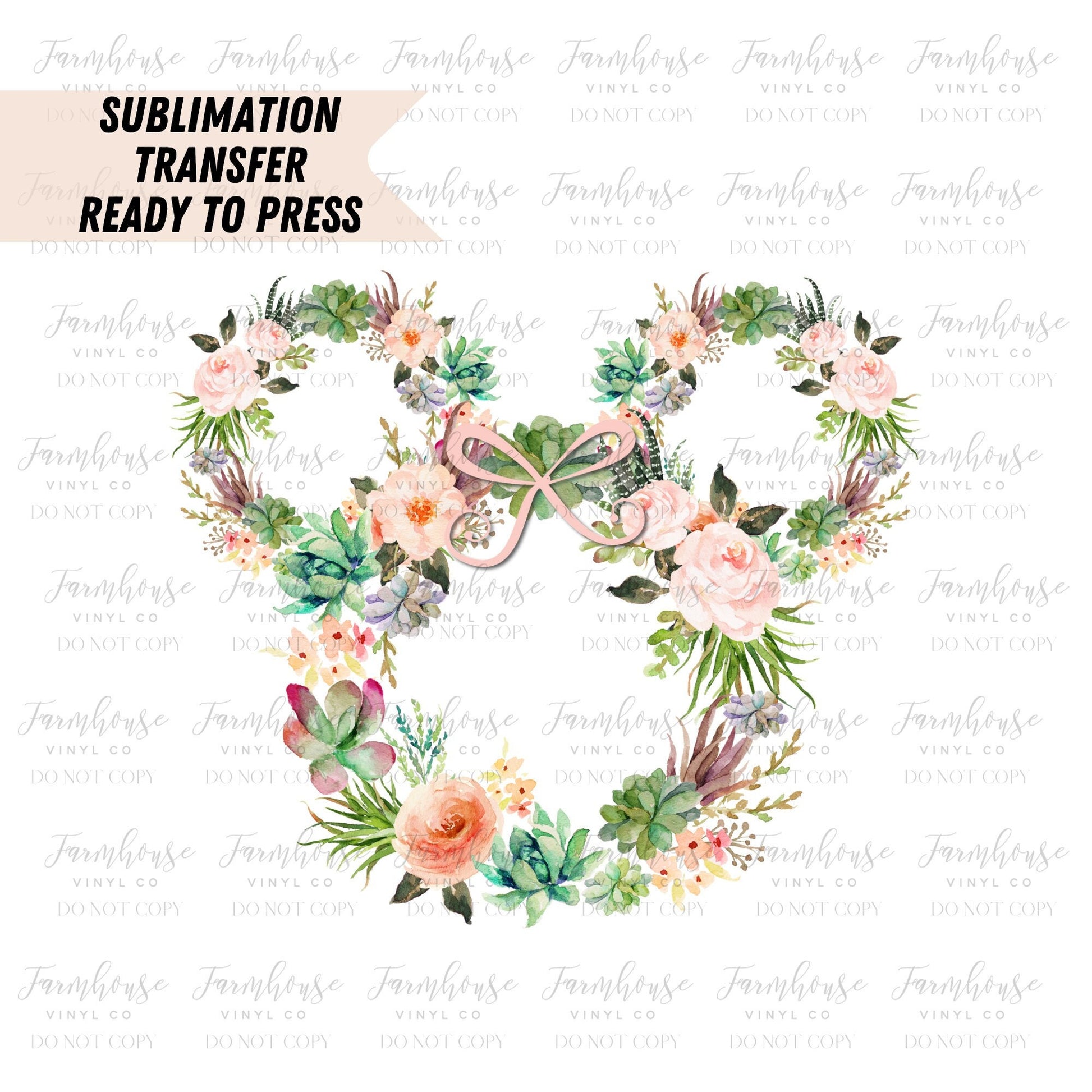 Succulent Ears Floral Ready To Press, Sublimation Transfers, Magical Vacation Design, Sublimation, Transfer Ready To Press, Heat Transfer - Farmhouse Vinyl Co