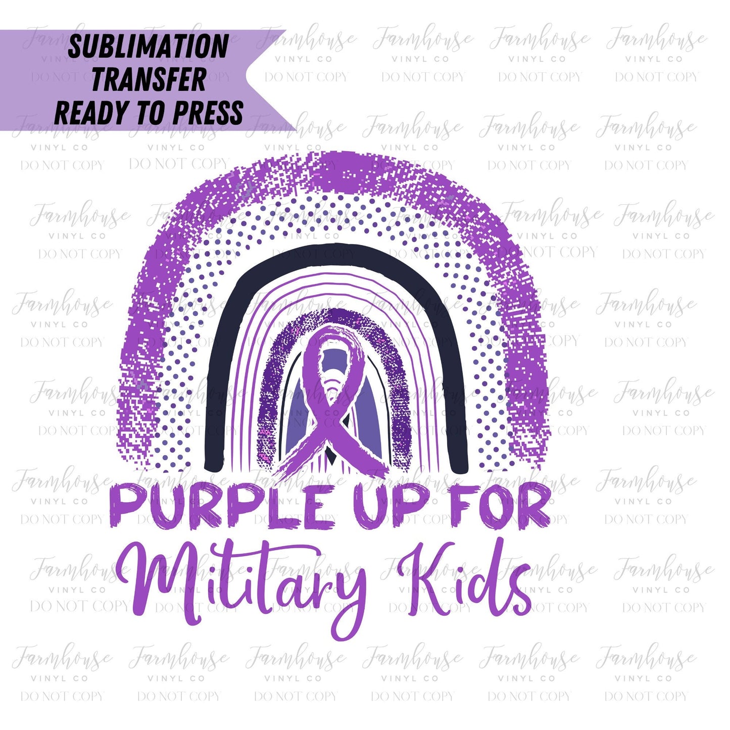 Purple Up for Military Kids, April Month of Military Child, Heat Transfer, Sublimation Transfer, DIY Sublimation, Transfer Ready To Press - Farmhouse Vinyl Co