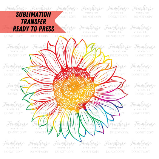 Tie Dye Sunflower, Floral Tie Dye Design, Ready To Press, Sublimation Transfers, Transfer Ready To Press, Heat Transfer Design Retro Hip - Farmhouse Vinyl Co