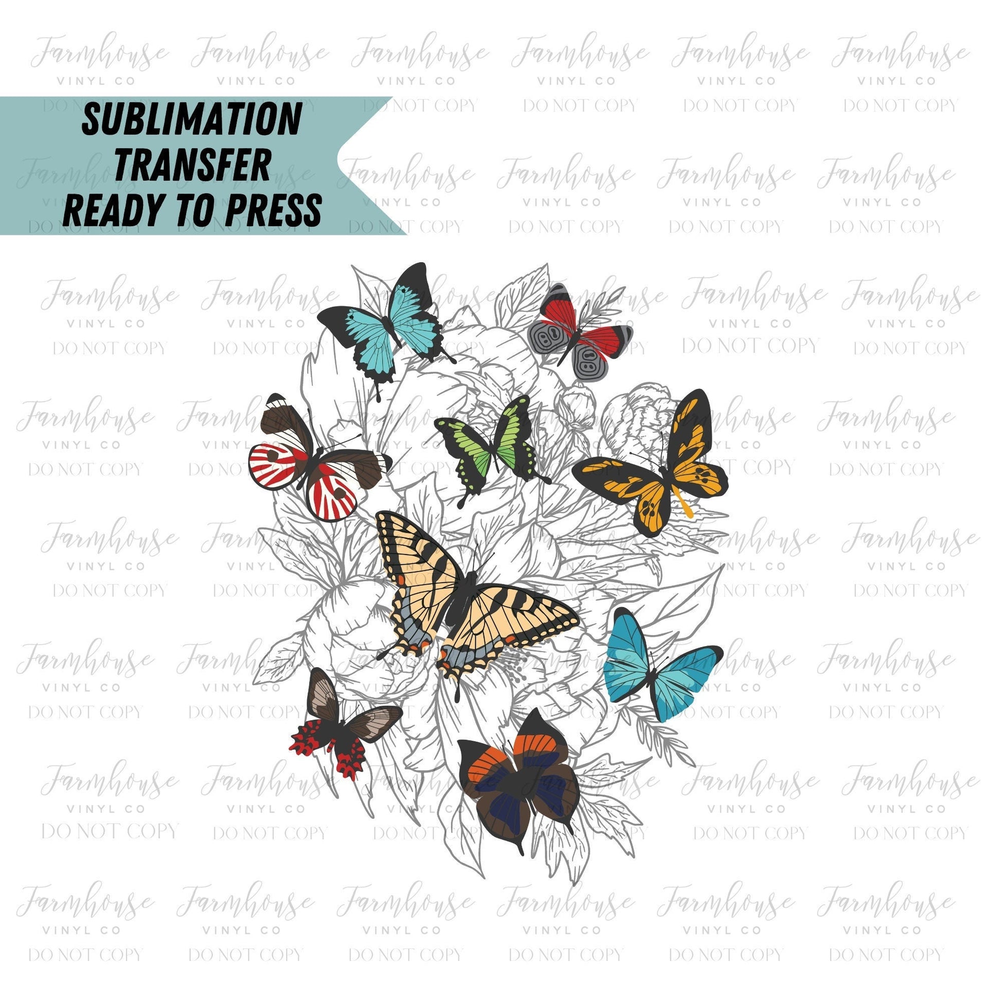 Floral Butterfly Spring Ready to Press Sublimation Transfer - Farmhouse Vinyl Co