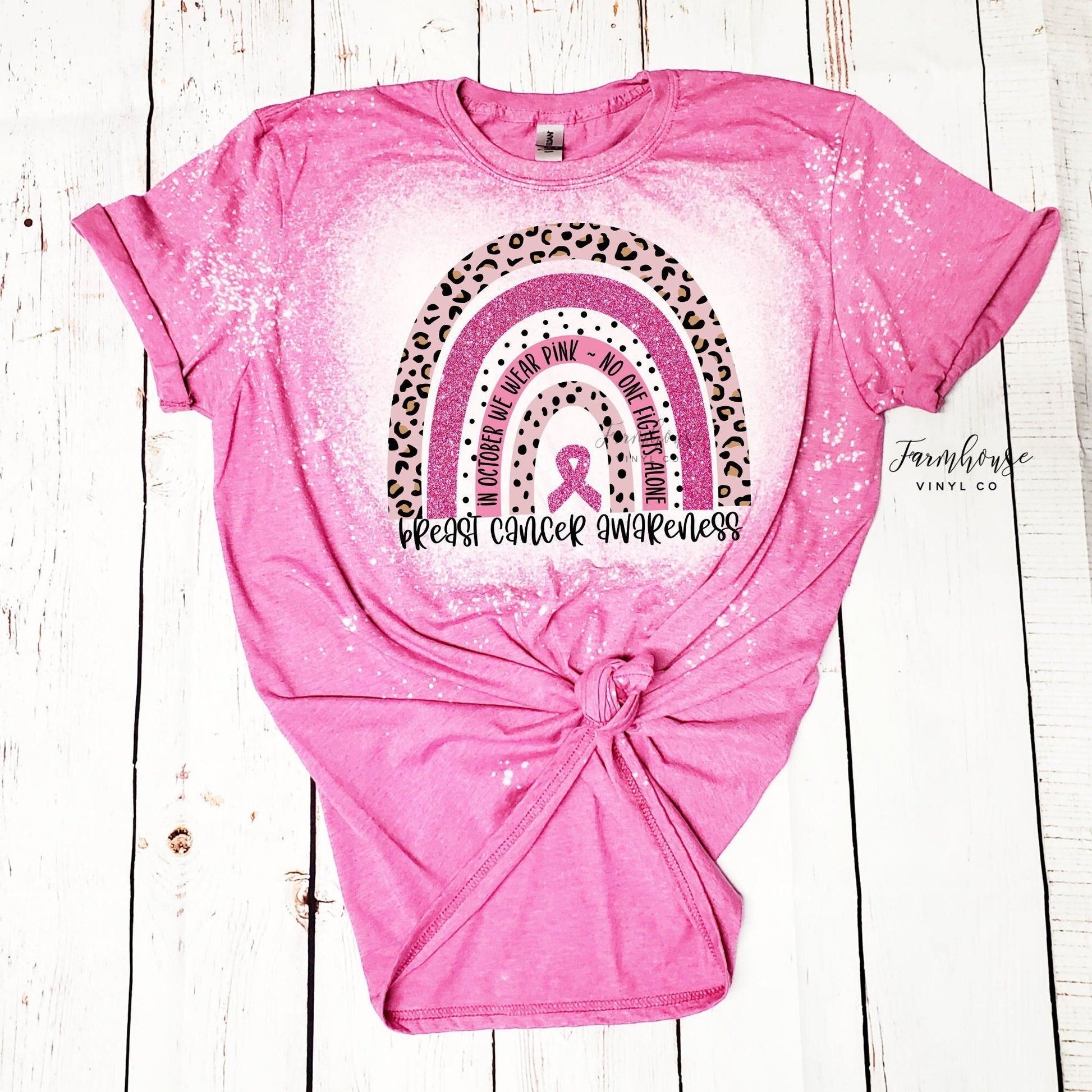 Breast Cancer Awareness Leopard Rainbow Pink Shirt / Save the Tatas Shirt / Pink Ribbon Shirt / Fight Like A Girl / In October We Wear Pink - Farmhouse Vinyl Co