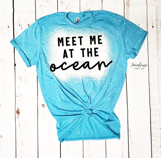 Meet Me at the Ocean Retro Summer Shirt / Ocean Beach Trip / Summer Vacation Shirt / Neon Summer / Womens Summer TShirt / Beach Trip Tee - Farmhouse Vinyl Co