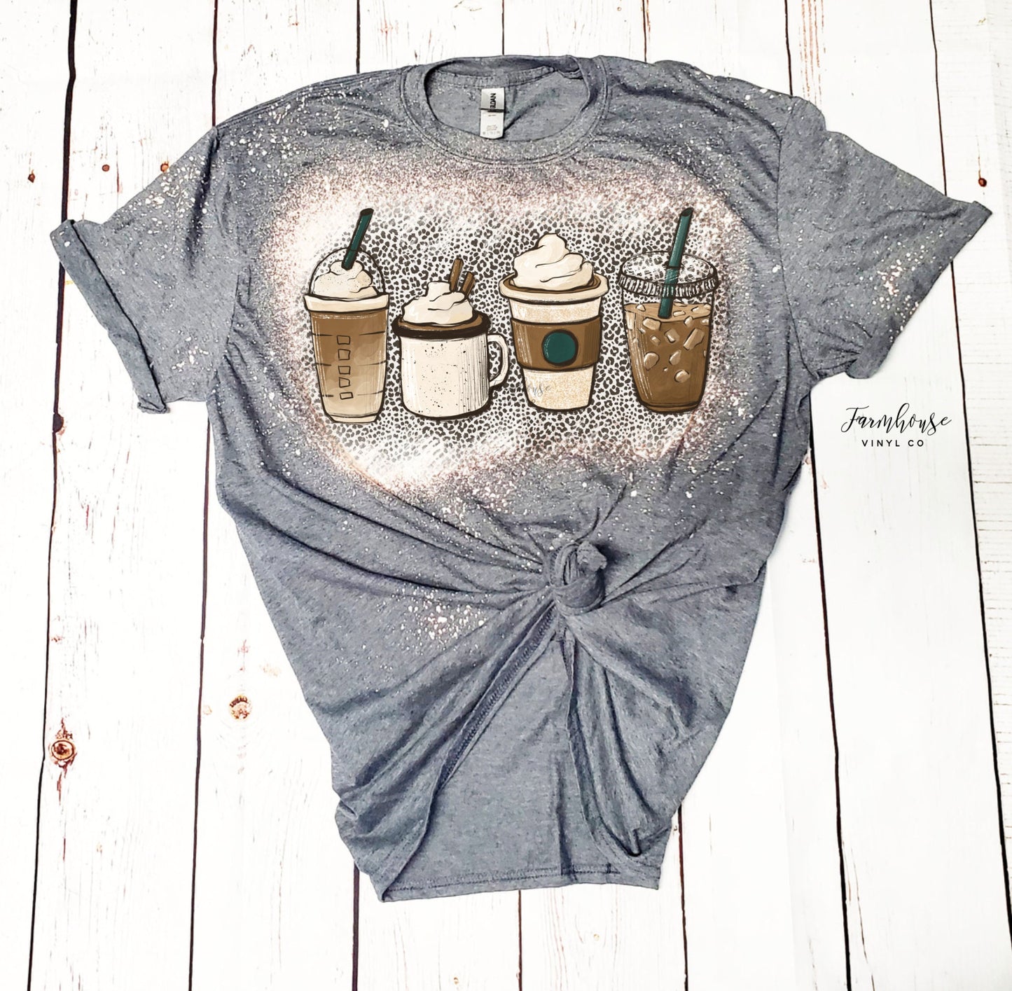 Coffee Leopard Starbies Tee Shirt / BOHO Vintage Sweatshirt Tee / Mom and Me Shirt / Trendy Retro Coffee T Shirt - Farmhouse Vinyl Co