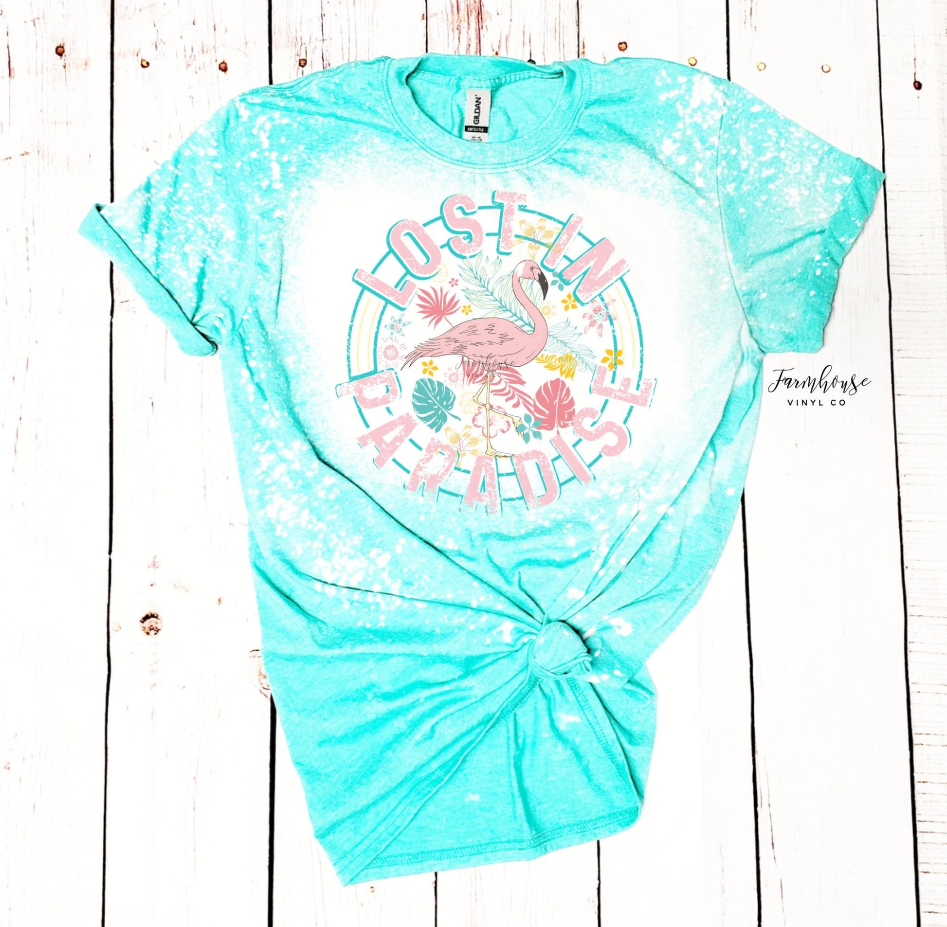 Lost in Paradise Flamingo Summer Shirt / Ocean Beach Trip / Summer Vacation Shirt / Neon Summer / Womens Summer TShirt / Beach Trip Tee - Farmhouse Vinyl Co