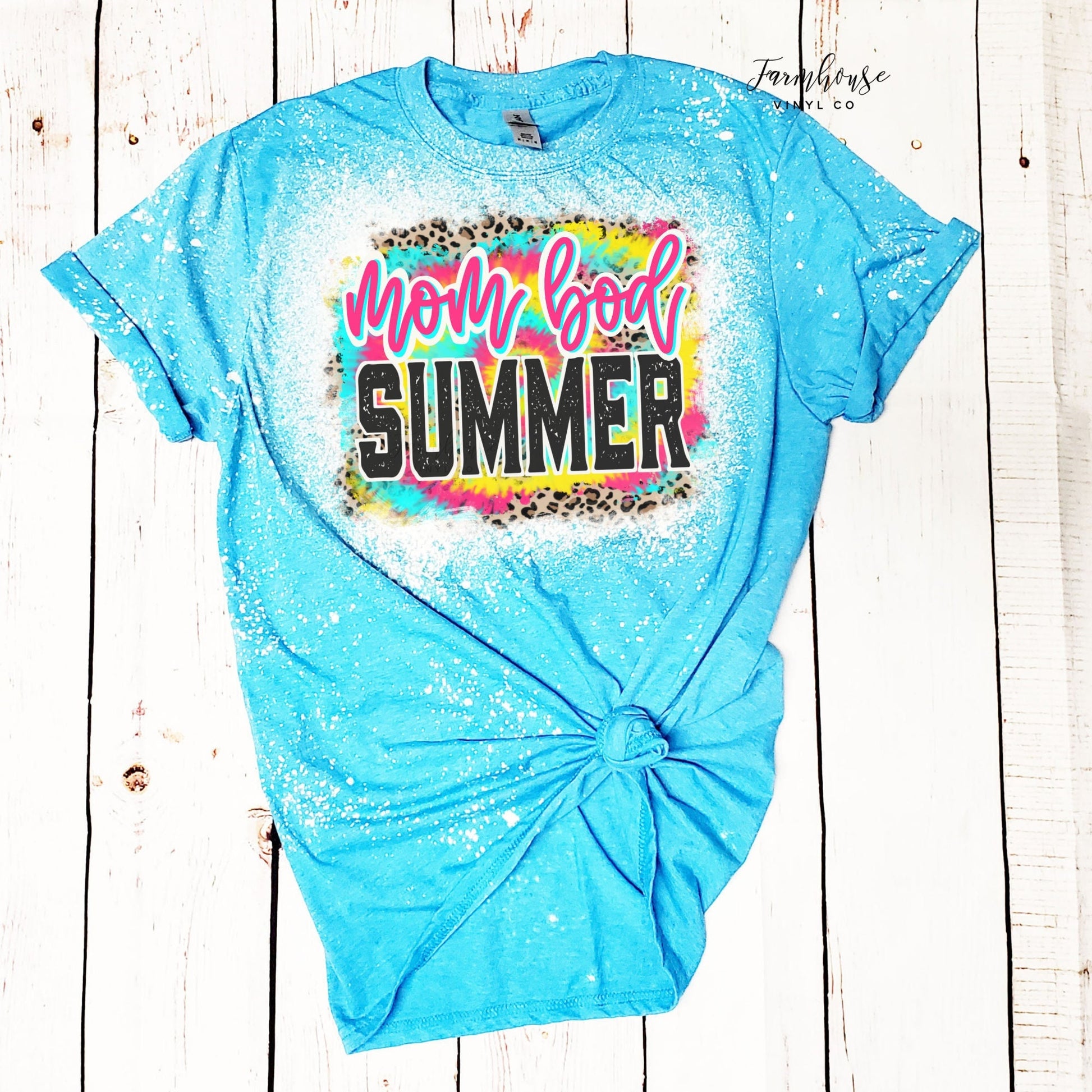 Mom Bod Summer Neon Bleached Shirt / 4th of July / Summer Beach Shirt / Summer BBQ Shirt / Vacation Shirt / Neon Leopard / Girls Summer Trip - Farmhouse Vinyl Co