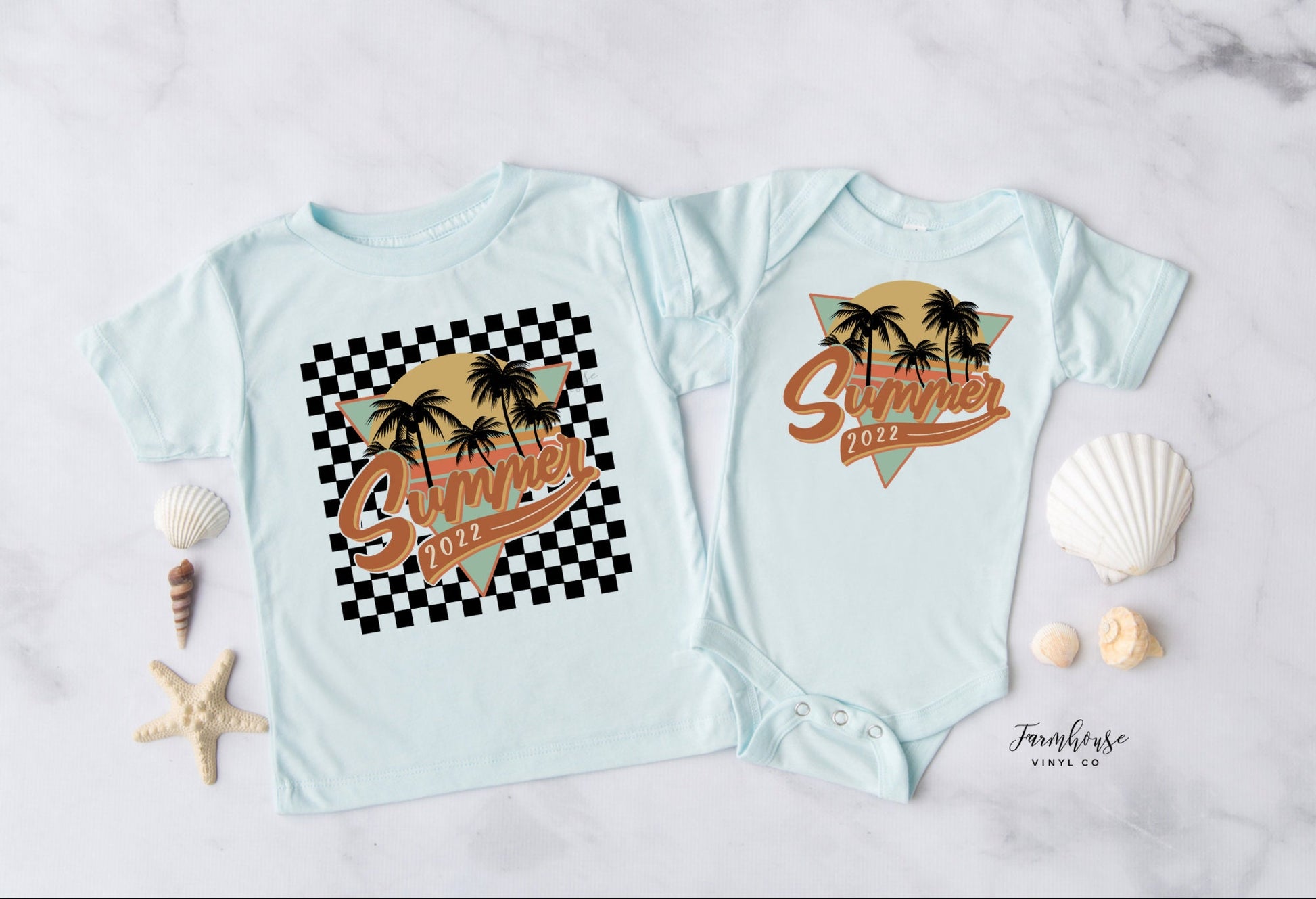 Summer 2022 Checker Shirt / Trendy shirt / Children Summer Tees / Beach Trip Shirts Match / Surfing Shirt / Summer Matching Shirts - Farmhouse Vinyl Co