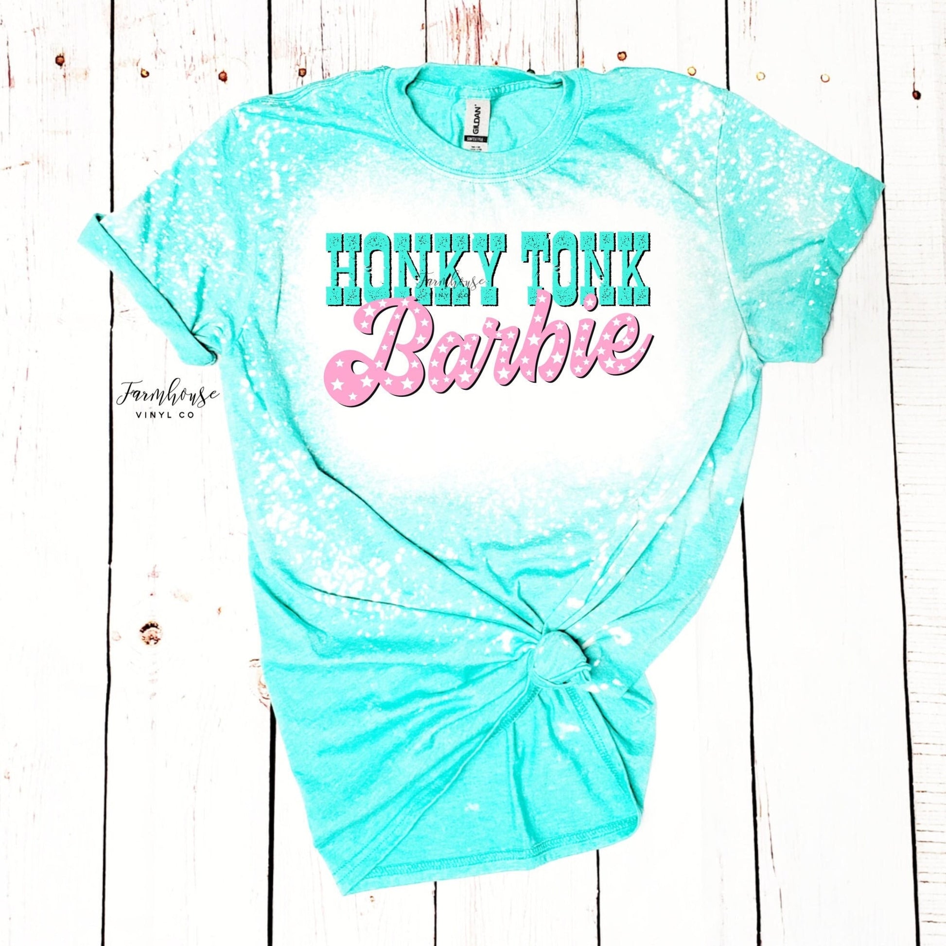 Honky Tonk Barbi Country Bleached Shirt / Trendy tee shirt / Southern Country Shirt / Turquoise Lover / Boutique Wholesale / Mama Me Shirt - Farmhouse Vinyl Co