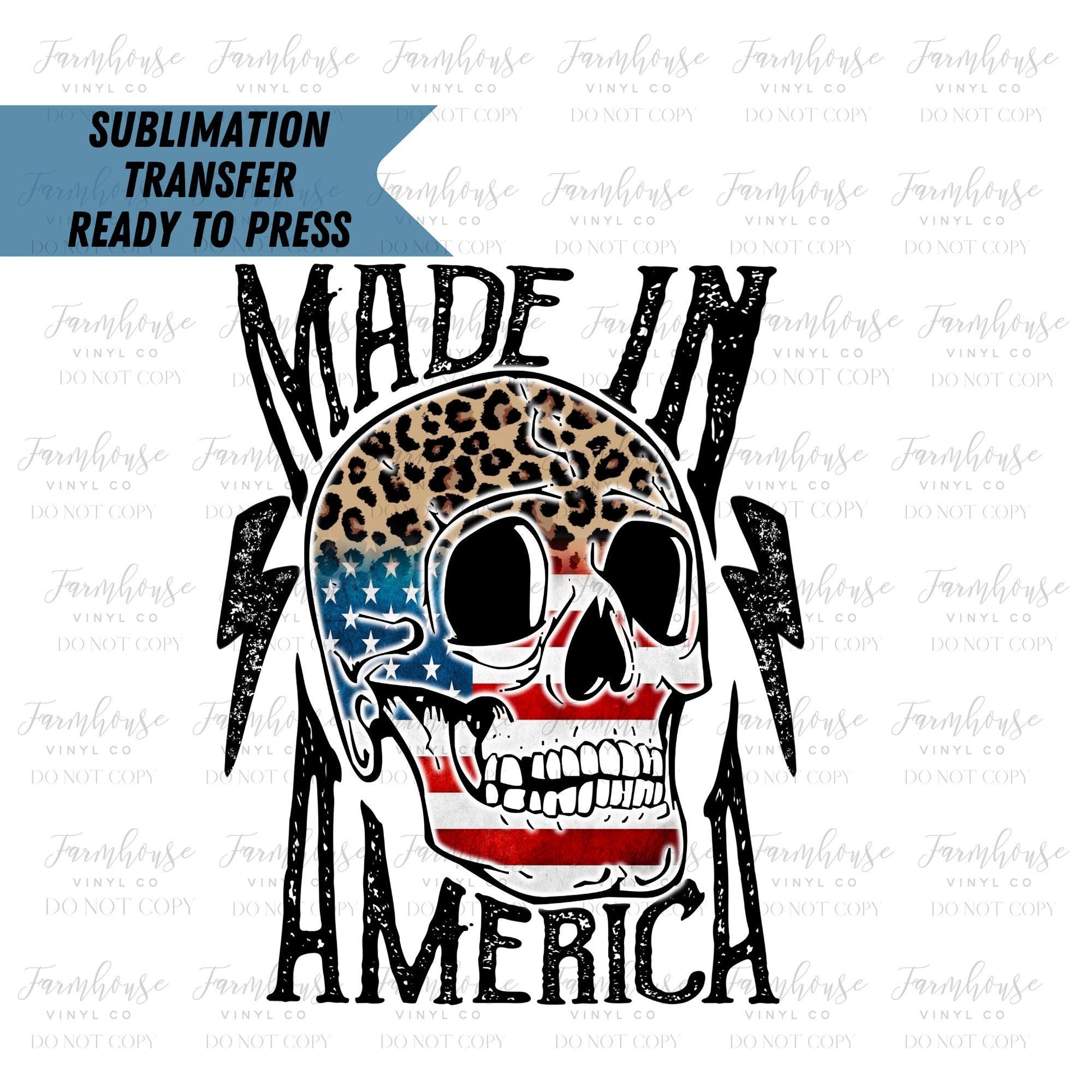 Made in America Skull Stars and Stripes  Ready to Press Sublimation Transfer - Farmhouse Vinyl Co