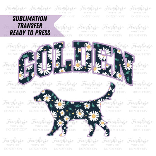 Golden Retriever Daisy Ready to Press Sublimation Transfer - Farmhouse Vinyl Co