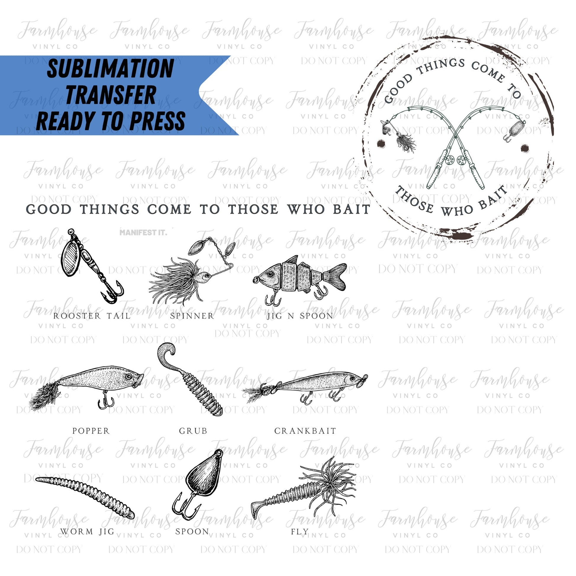 Good Things Come to Those Who Bait, Classic Fishing Transder, Father's Day Design, Ready To Press, Sublimation Transfers, Father Son Design - Farmhouse Vinyl Co