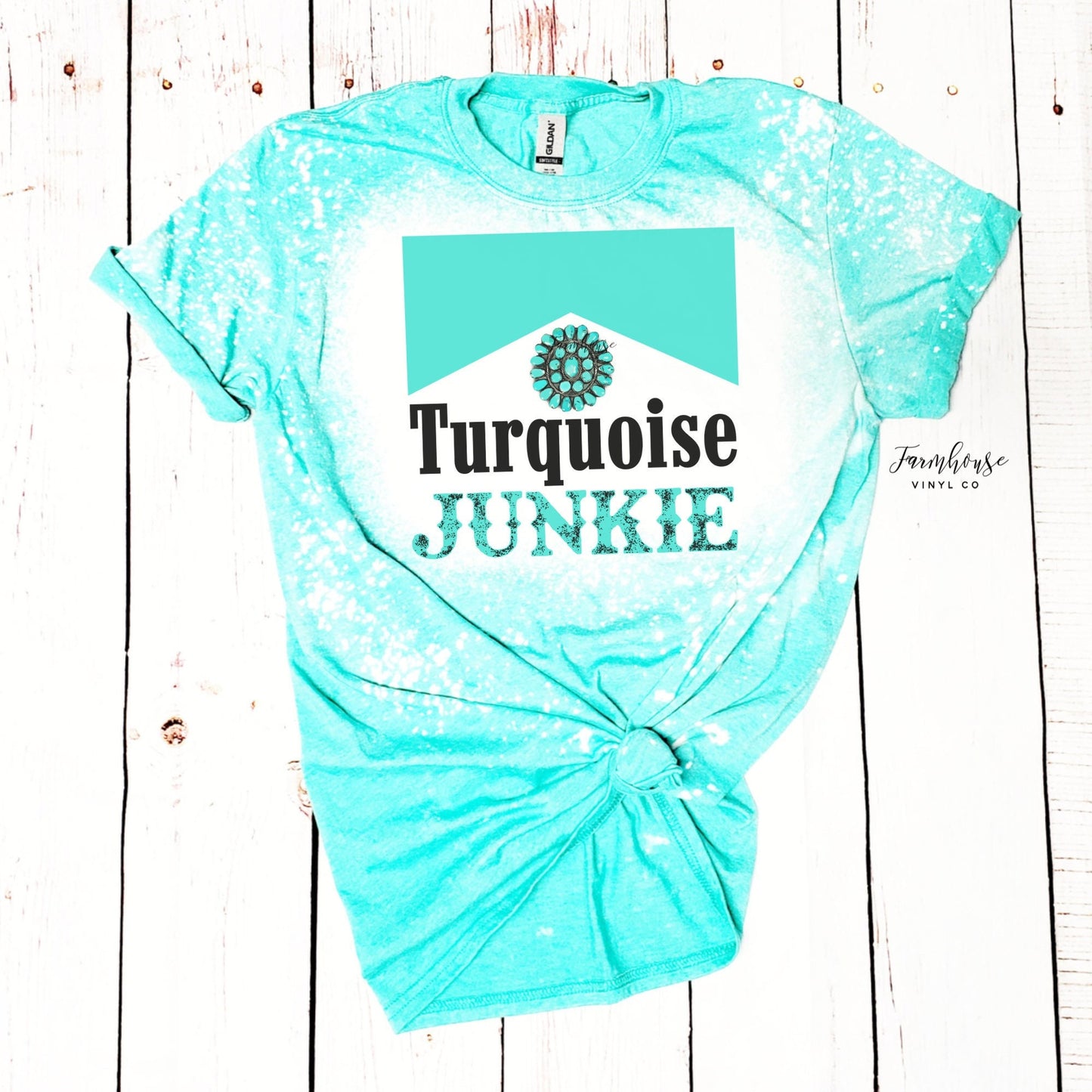 Turquoise Junkie Country Bleached Shirt / Trendy tee shirt / Southern Country Shirt / Turquoise Lover / Boutique Wholesale - Farmhouse Vinyl Co