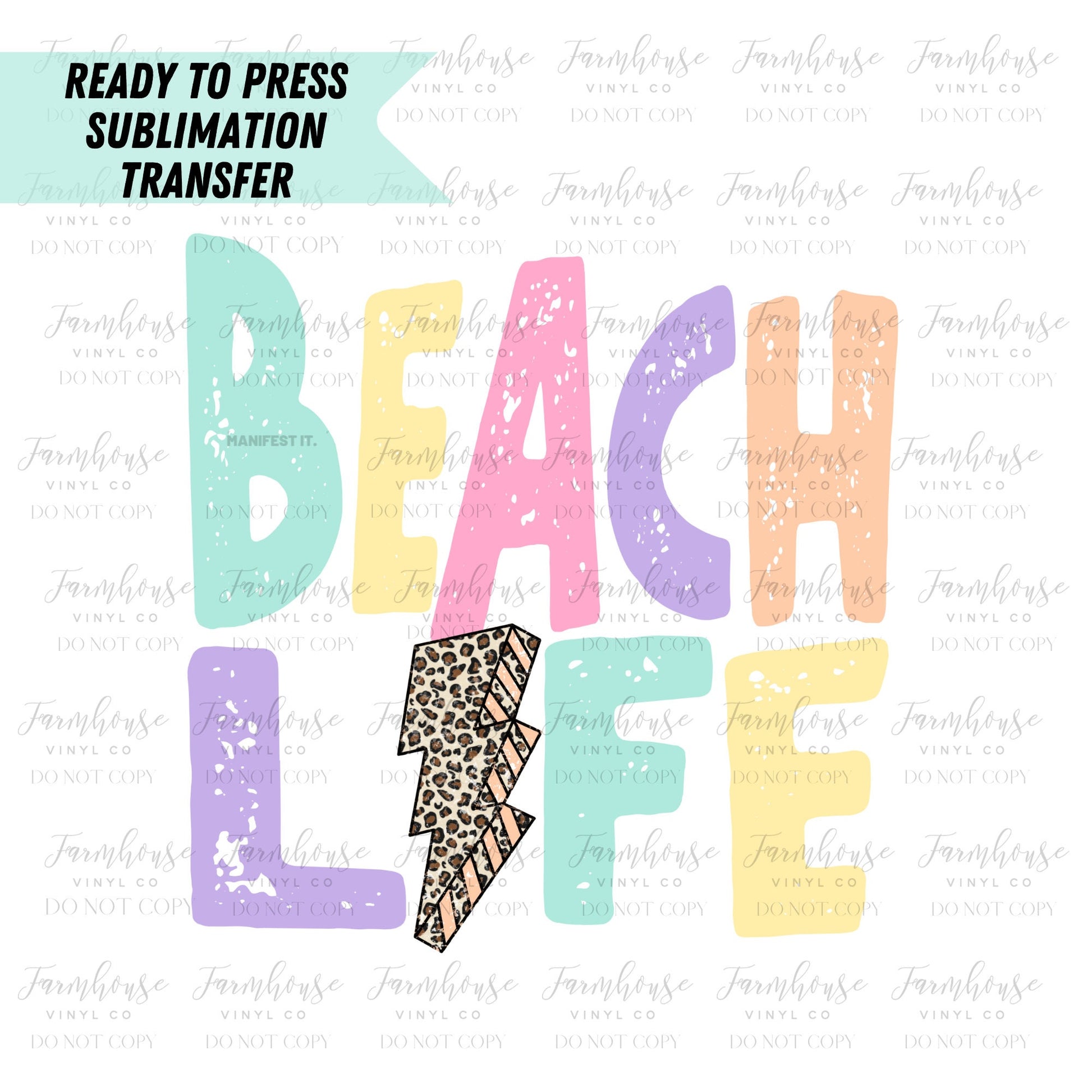 Beach Life Distressed Ready to Press Sublimation Transfer - Farmhouse Vinyl Co