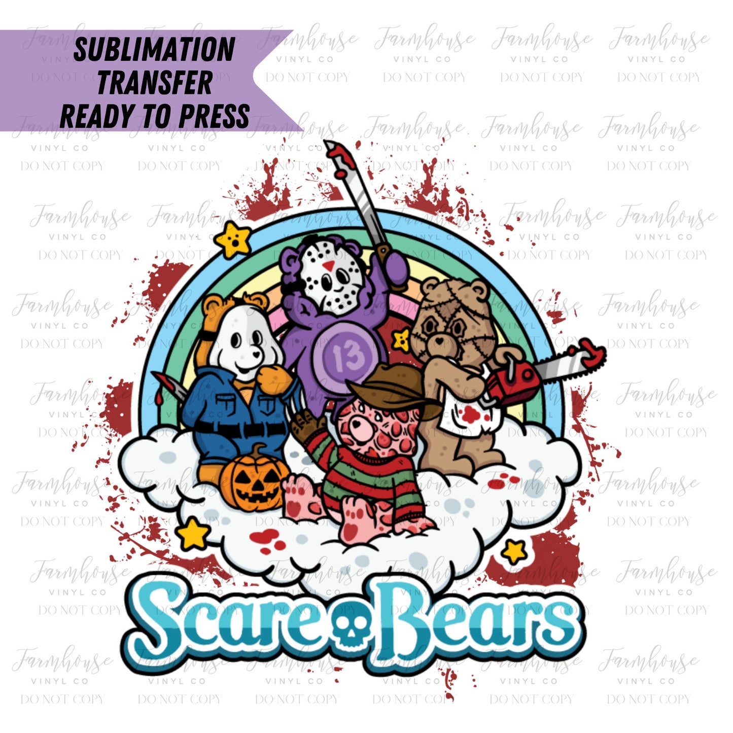 Mature Scare Bear Horror Ready To Press Sublimation Transfer - Farmhouse Vinyl Co