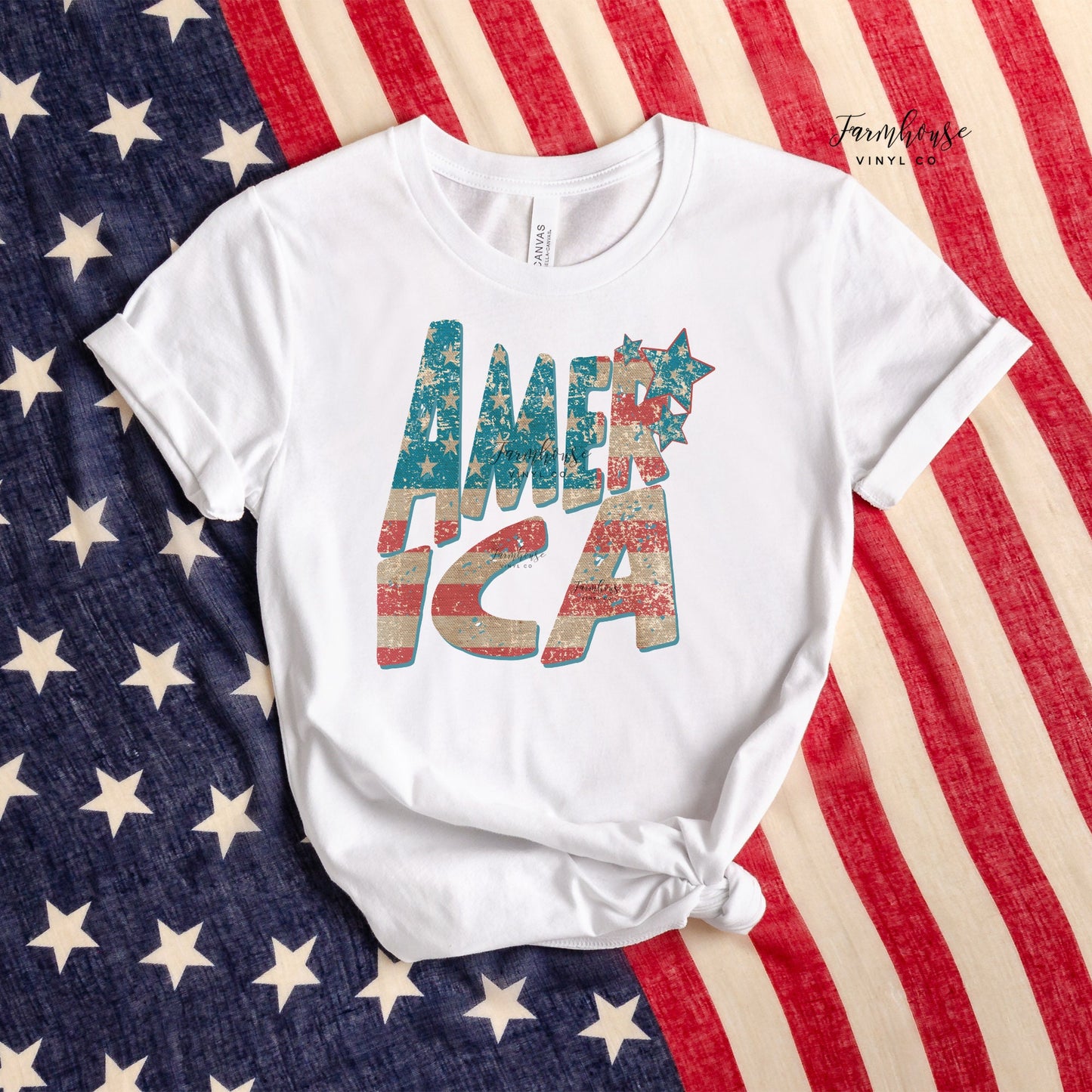 Distressed America Stars and Stripes Shirt - Farmhouse Vinyl Co