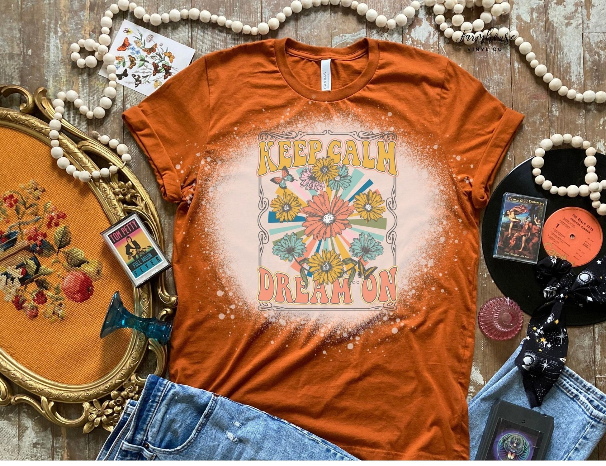 Vintage Retro Keep Calm Dream On Tee Shirt / Trendy Retro T Shirt / Rocker Smile Checked Tee / Positive Shirt / Good Vibes Sweatshirt - Farmhouse Vinyl Co