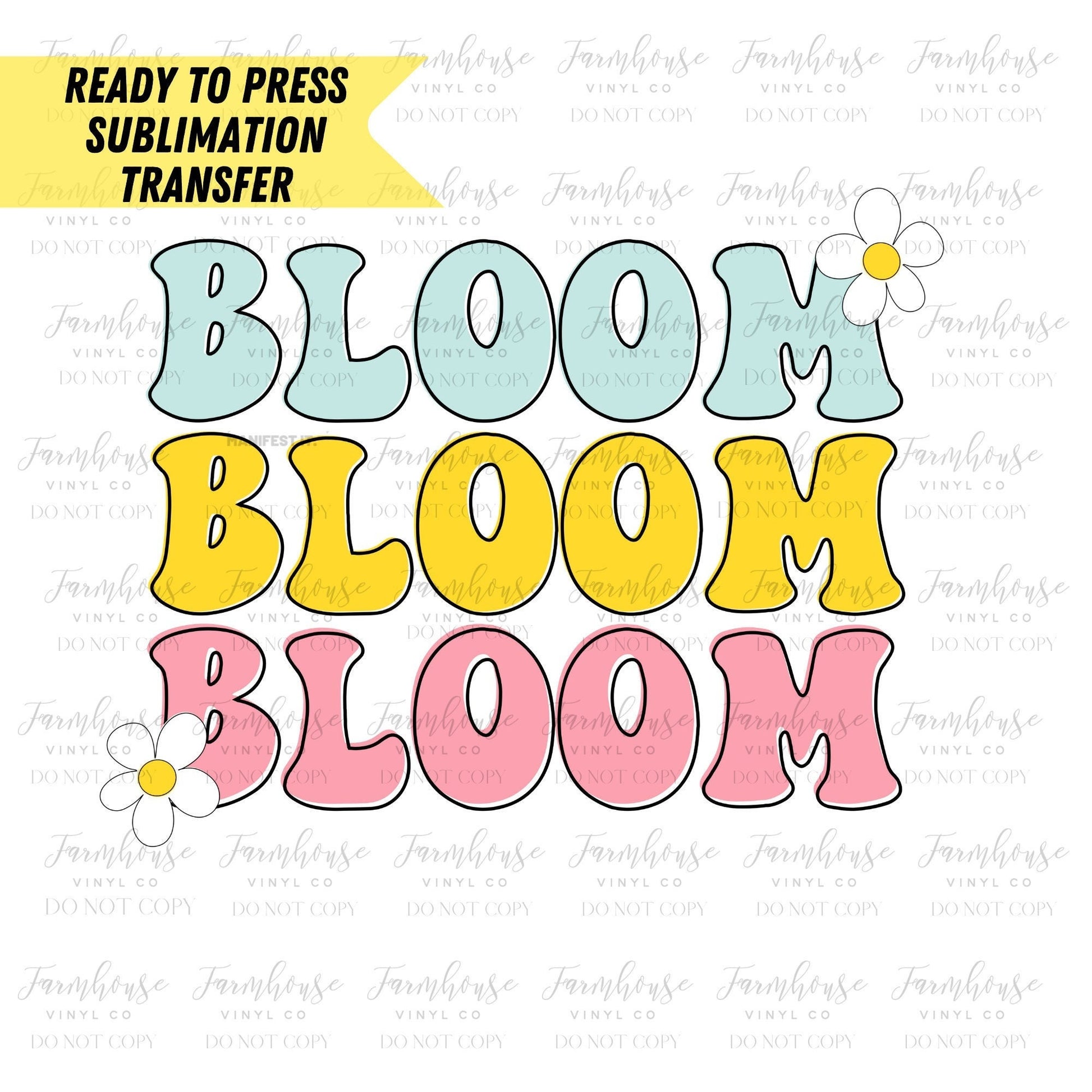 Bloom Daisies Retro Ready To Press Sublimation Transfer - Farmhouse Vinyl Co