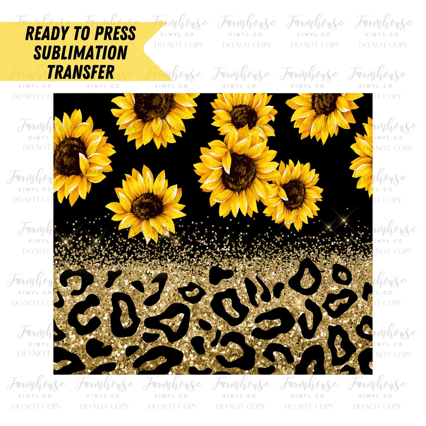 Sunflower Leopard Tumbler Wrap Tumbler Ready To Press Sublimation Transfer - Farmhouse Vinyl Co
