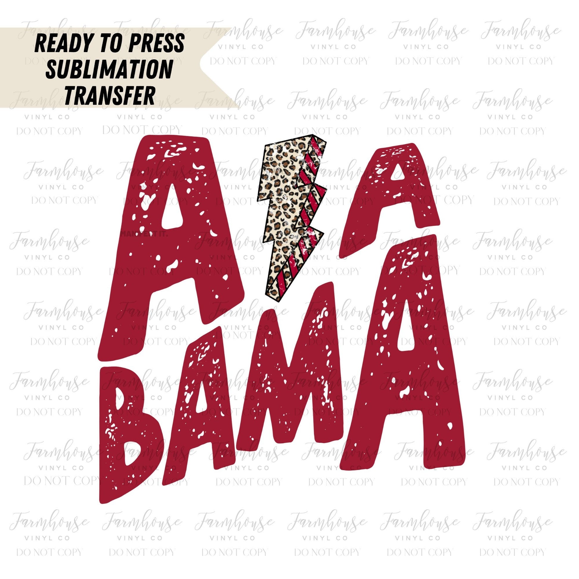 Distressed Alabama State Leopard Bolt Ready To Press Sublimation Transfer - Farmhouse Vinyl Co