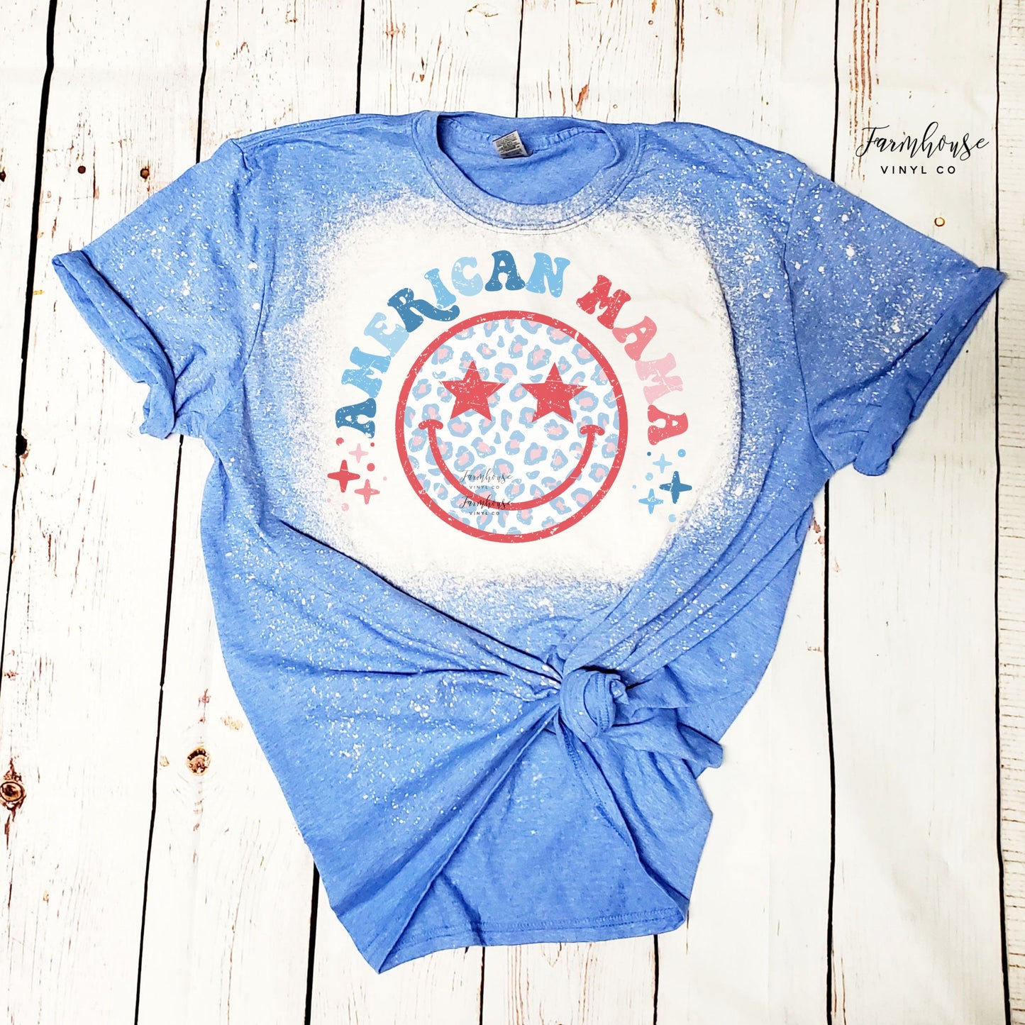 All American Mama Stars and Stripes Bleached Shirt - Farmhouse Vinyl Co