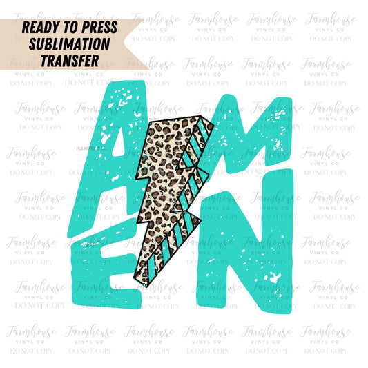 Distressed Amen Leopard Ready To Press Sublimation Transfer - Farmhouse Vinyl Co