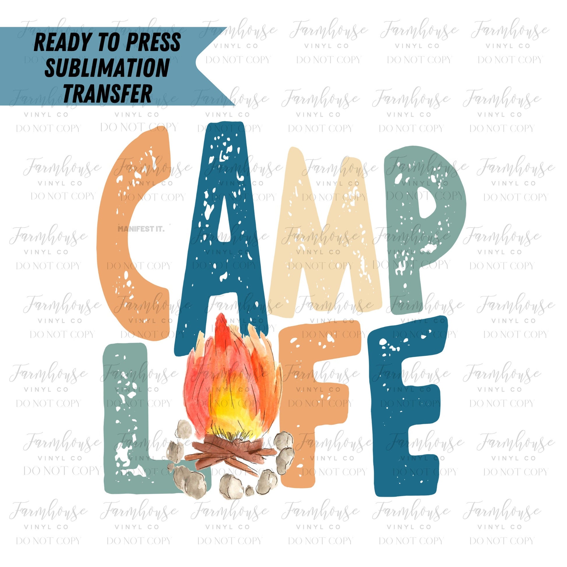 Camp Life Distressed Ready To Press Sublimation Transfer - Farmhouse Vinyl Co
