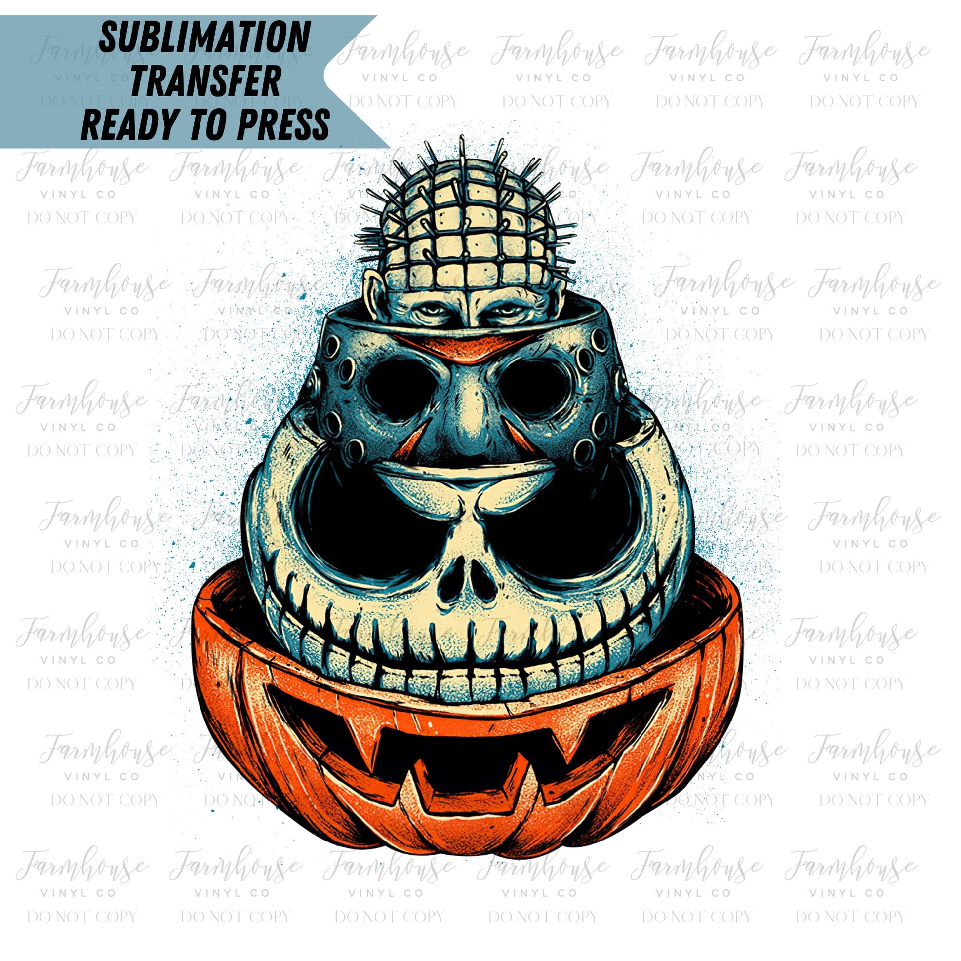 Stacked Halloween Friends Pumpkin Heads Ready To Press Sublimation Transfer - Farmhouse Vinyl Co