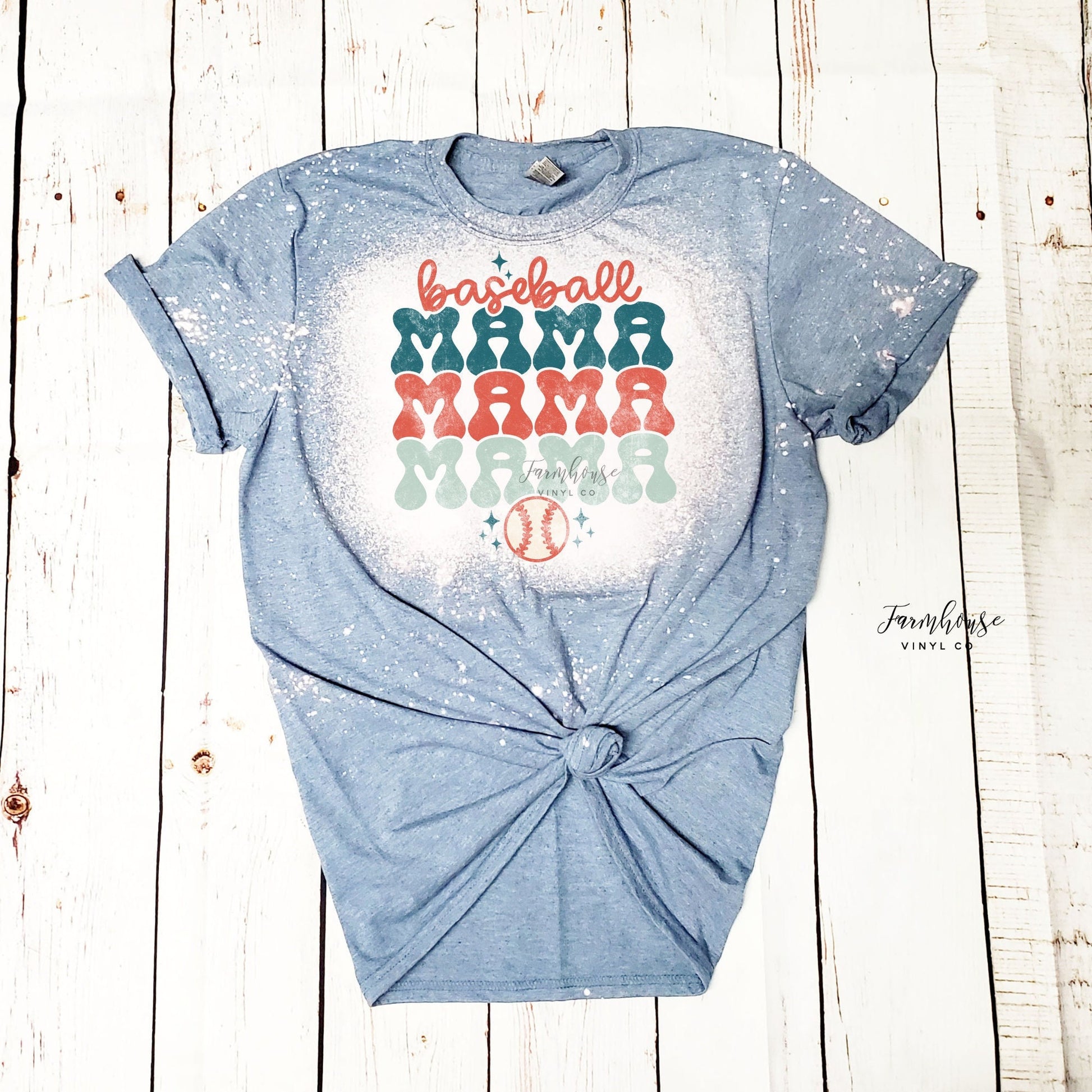 Baseball Mama Bleached Shirt - Farmhouse Vinyl Co