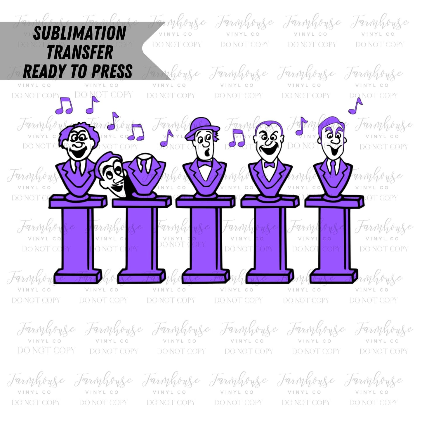 Singing Heads, Ready To Press Sublimation Transfers, Magical Vacation, Sublimation, Halloween Magical Vacay, Heat Transfer Design, Haunted