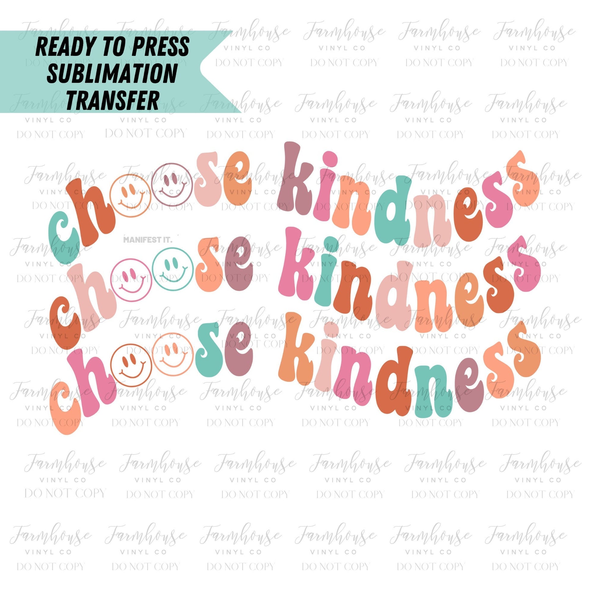 Choose Kindness Retro, Ready to Press Sublimation Transfer, Sublimation Transfers, Heat Transfer, Wavy Retro Font, Positivity Design - Farmhouse Vinyl Co