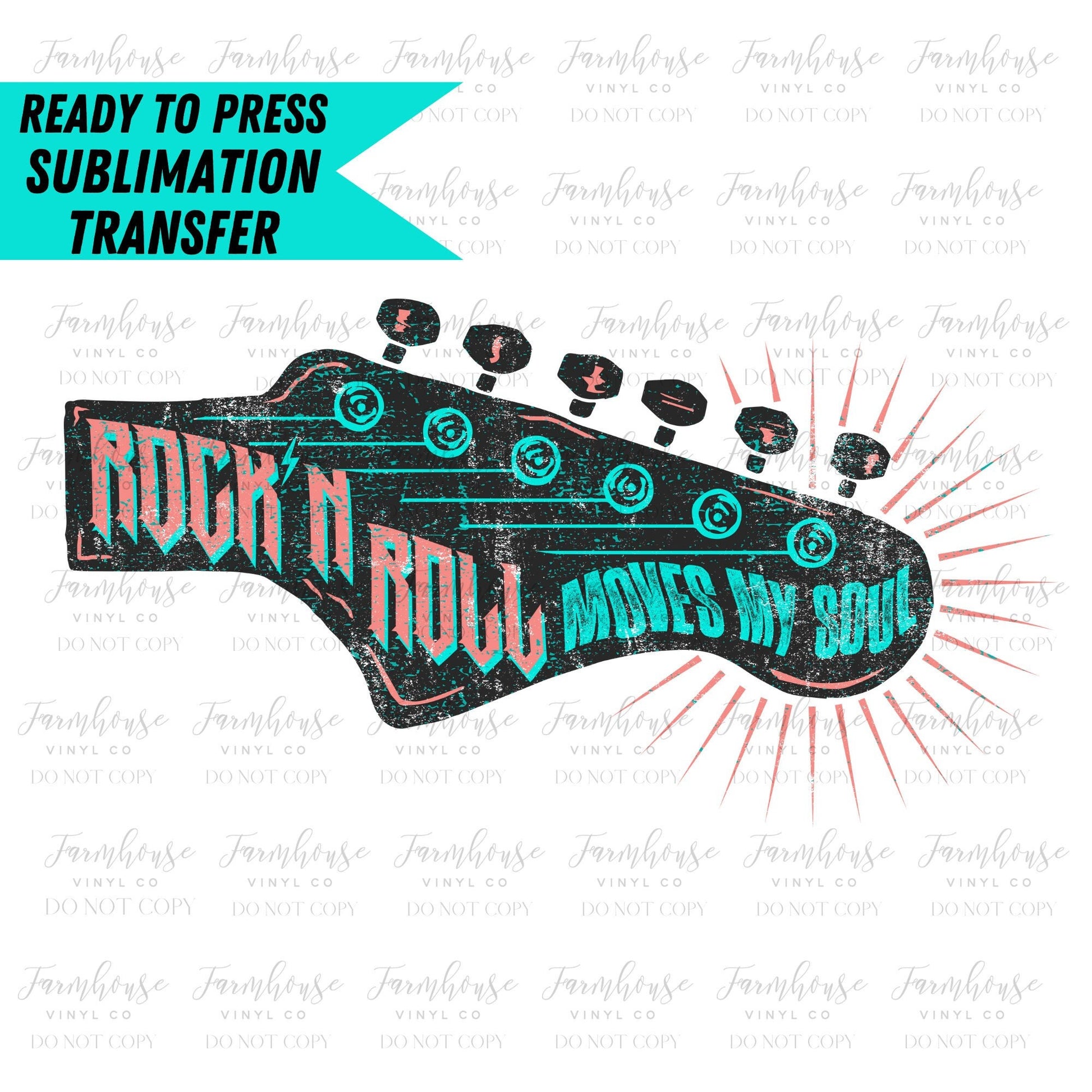 Rock n Roll Moves My Soul, Ready To Press, Sublimation Transfers, Sublimation Print, Transfer Ready To Press, Guitar Country Music Design - Farmhouse Vinyl Co