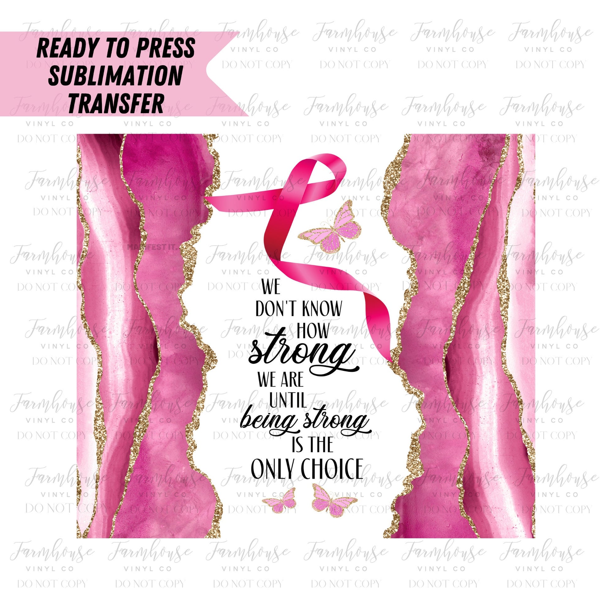 Breast Cancer Ribbon Tumbler Wrap Ready To Press Sublimation Transfer - Farmhouse Vinyl Co