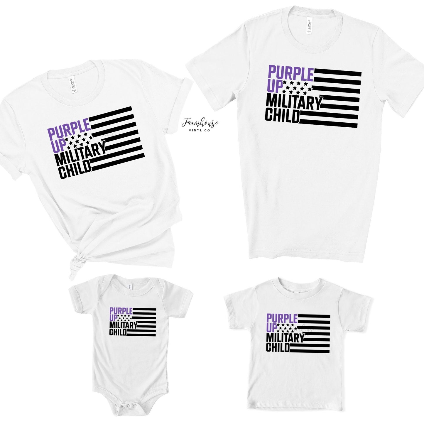 Purple Up Military Kids Flag Shirt - Farmhouse Vinyl Co
