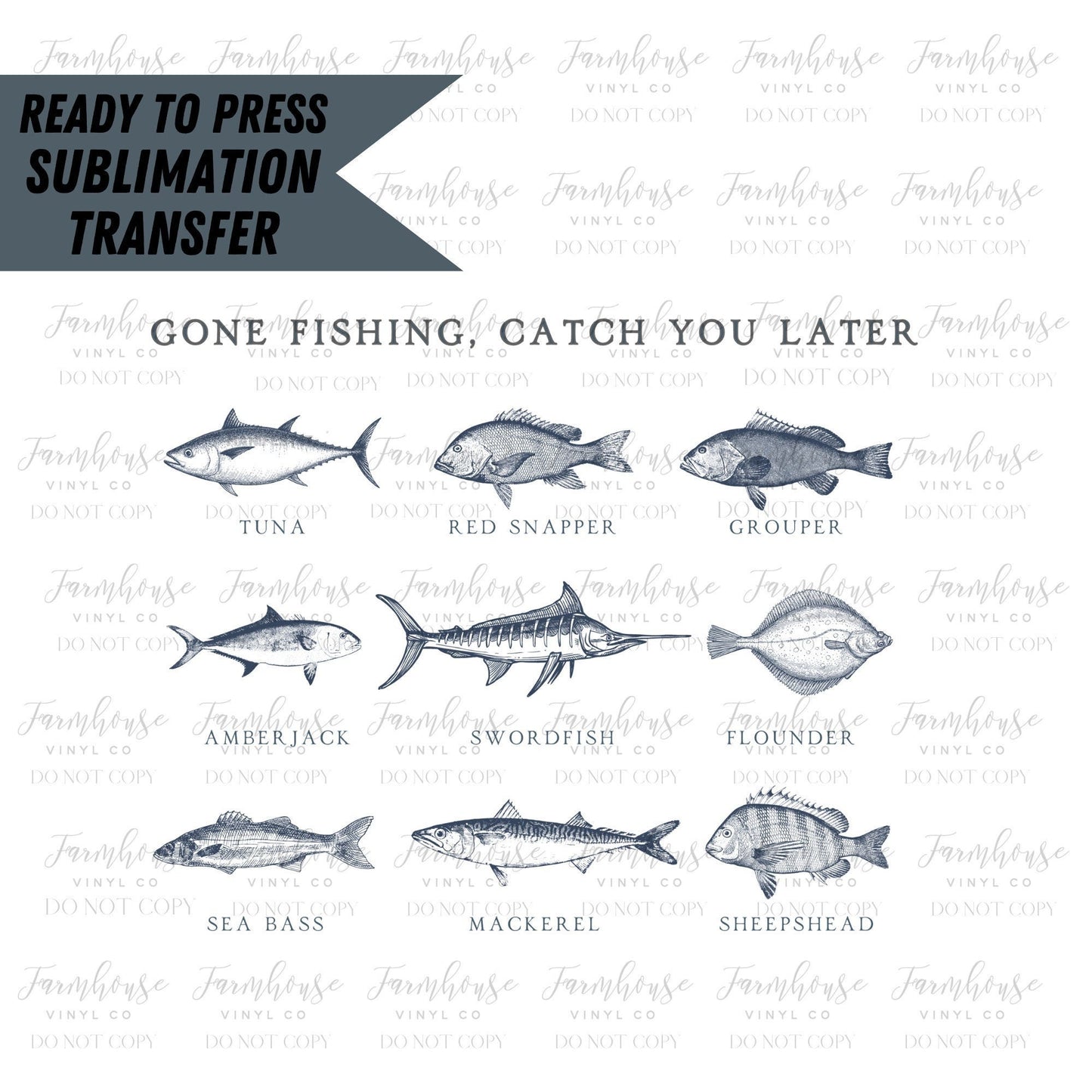 Gone Fishing Catch You Later, Classic Fishing Transfer, Father's Day Design, Ready To Press, Sublimation Transfers, Father Son Design - Farmhouse Vinyl Co