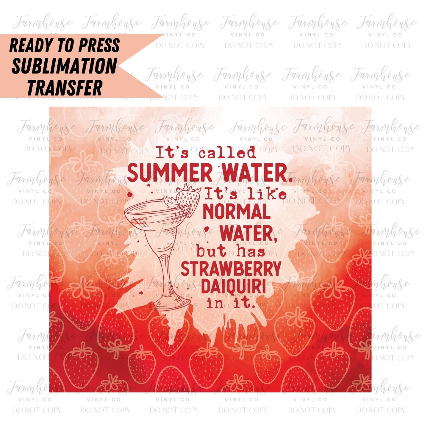 Summer Water Vodka, Ready to Press Tumbler Sublimation Transfer, Heat Transfer, Skinny 20 OZ, Skinny 30 OZ, Funny Summer Vodka Transfer