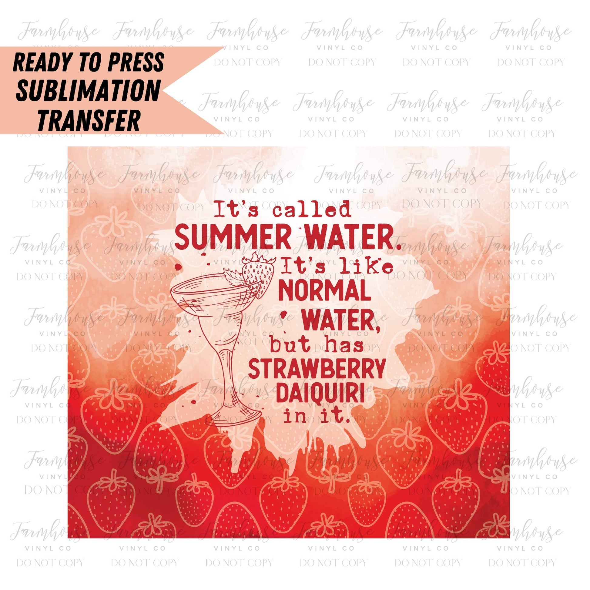Summer Water Vodka, Ready to Press Tumbler Sublimation Transfer, Heat Transfer, Skinny 20 OZ, Skinny 30 OZ, Funny Summer Vodka Transfer - Farmhouse Vinyl Co