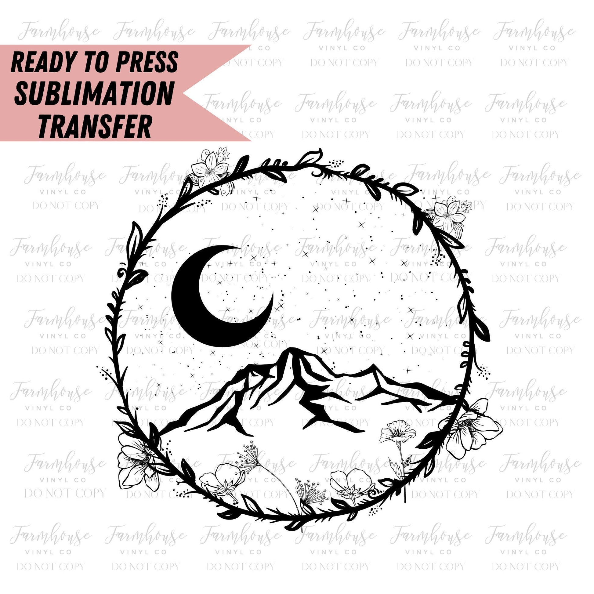 Mountains Moon Outdoor Camping, Ready to Press Sublimation Transfer, Sublimation Transfers, Heat Transfer, Ready to Press - Farmhouse Vinyl Co