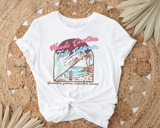 Heads Carolina Tails California Bleached Shirt - Farmhouse Vinyl Co