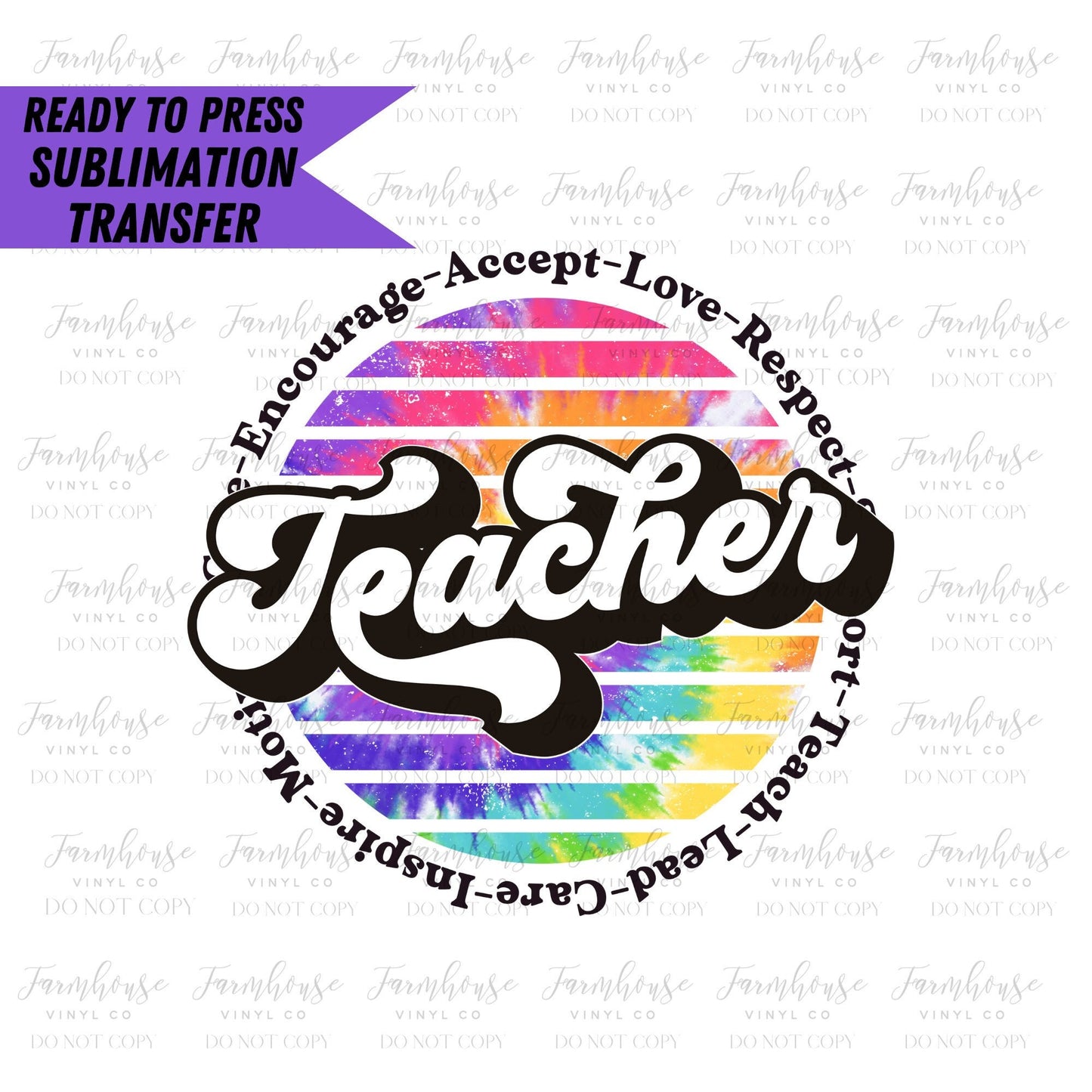 Teacher Positive Words, Ready to Press Sublimation Transfer, Sublimation Transfers, Heat Transfer, Teacher Design, 1st Day School Design - Farmhouse Vinyl Co