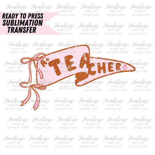 Teacher Retro Pennant, Ready to Press Sublimation Transfer, Sublimation Transfer, Heat Transfer, Trending Graphic 22-23, Retro School - Farmhouse Vinyl Co