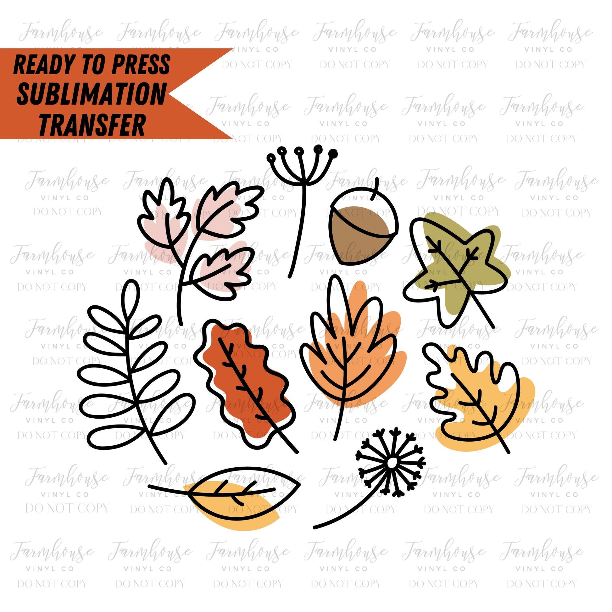 Fall Leaves Little Things, Ready to Press Sublimation Transfer, Trending Graphic 22, Sublimation Prints, Fall Sketch Design - Farmhouse Vinyl Co