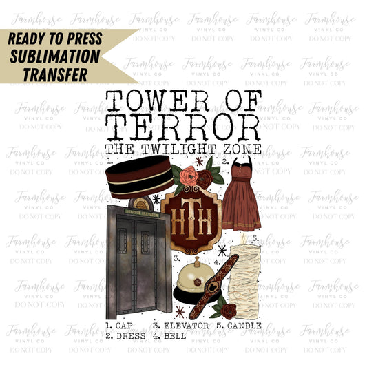 Terror Tower Chart, Ready To Press Sublimation Transfers, Halloween Design, Halloween Teal Design, Magical Design, Sublimate Prints - Farmhouse Vinyl Co