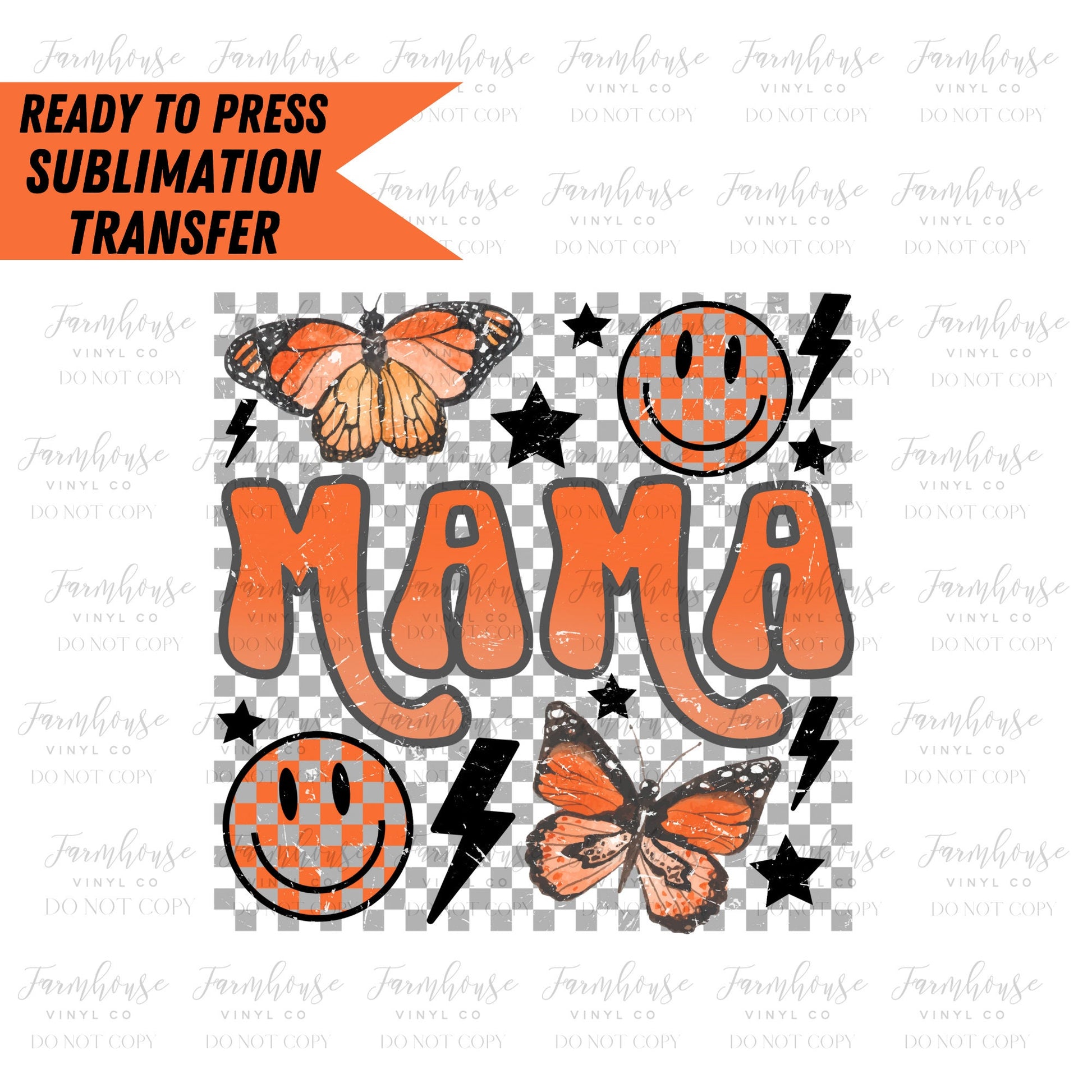 Retro Mama Butterflies, Fall Sublimation, Halloween Distressed, Ready to Press Sublimation Transfer, Heat Transfer, Trending Graphic 22-23 - Farmhouse Vinyl Co