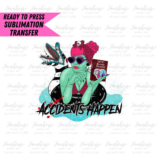 Accidents Happen, Ready To Press, Sublimation Transfers, Halloween Lover Sub, Sublimation, Beetlejuice Ghost with the Most Transfer - Farmhouse Vinyl Co